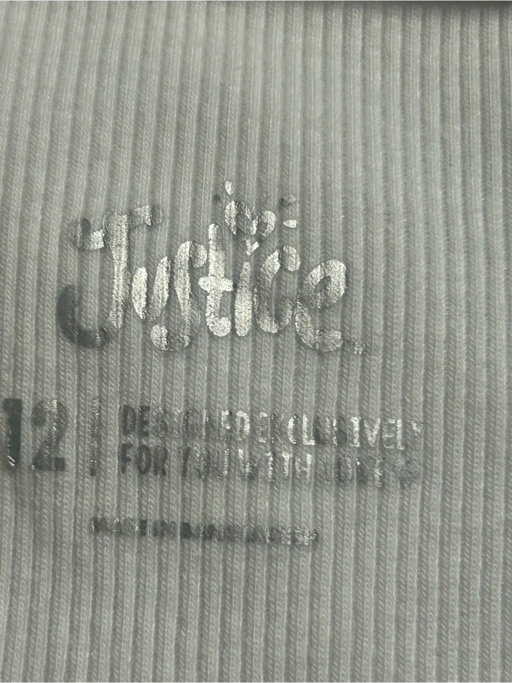 Girls Justice White Ribbed Tank Top